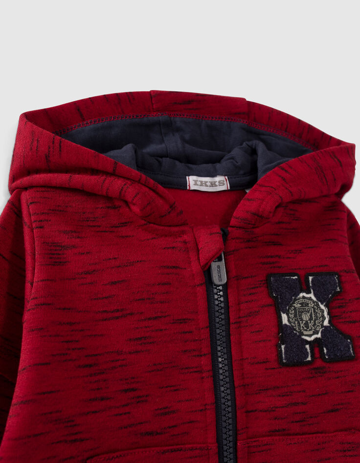 Cárdigan rojo jaspeado felpa capucha bebé niño-2