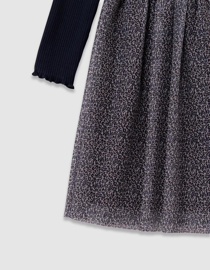 Marineblaues Mädchen-Tüllkleid Mischgewebe Leo-Schleife-4 Marineblaues Mädchen-Tüllkleid Mischgewebe Leo-Schleife-4
