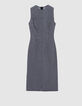 Mouwloze grijze denim jurk met split Dames-6