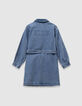 Vestido vaquero azul cinturón volantes niña-6
