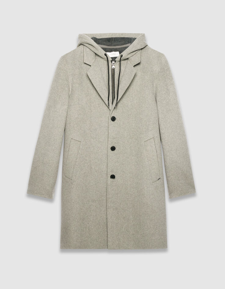 Manteau gris parementure amovible &agrave; capuche Homme-6