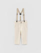 Baby boys’ light beige marl chinos with braces-1