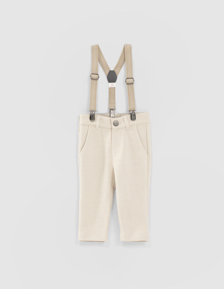 Baby boys’ light beige marl chinos with braces-1