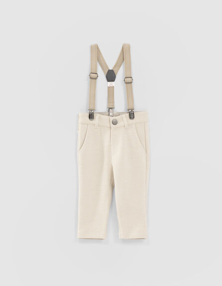 Baby boys’ light beige marl chinos with braces