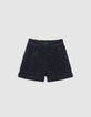 Short noir velours côtelé noeud-ceinture fille-1 Short noir velours côtelé noeud-ceinture fille-1