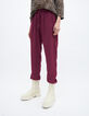 Violet geklede rechte broek in crêpe dames-2