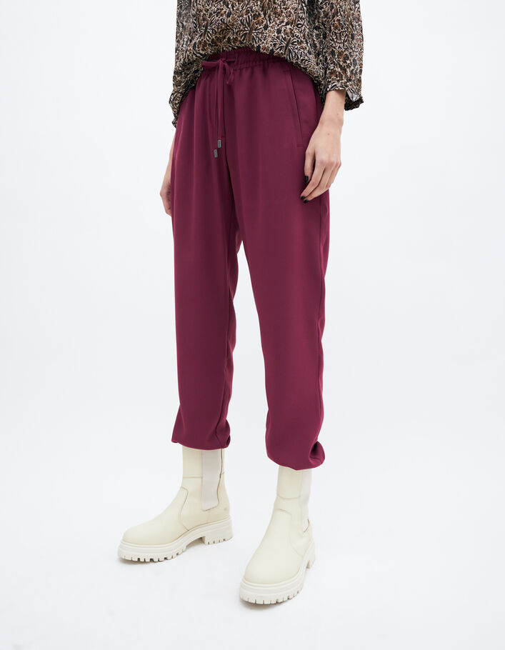 Pantalon tailleur droit en crêpe coloris violet femme - IKKS
