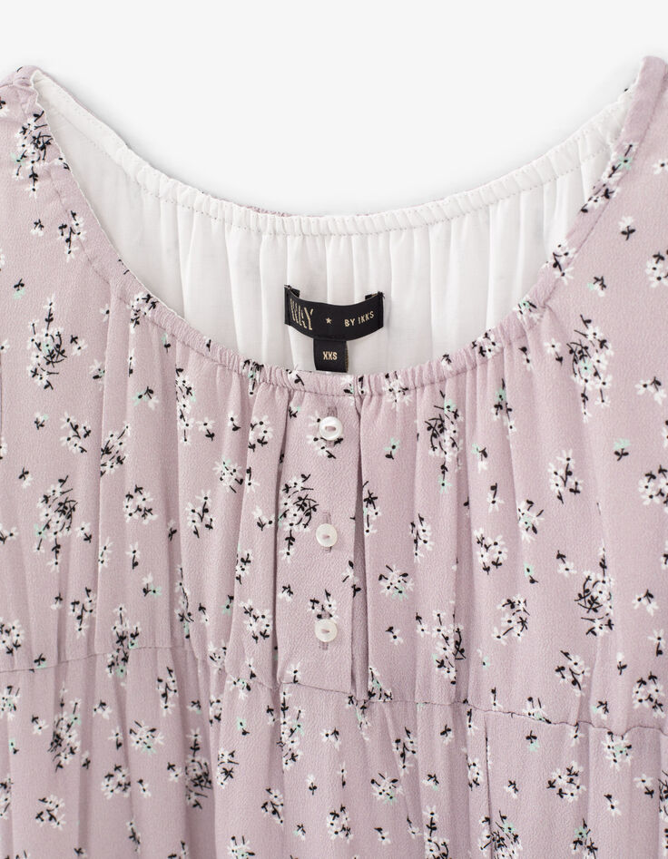 Robe longue parme Ecovero® imprimé micro fleurs fille-2