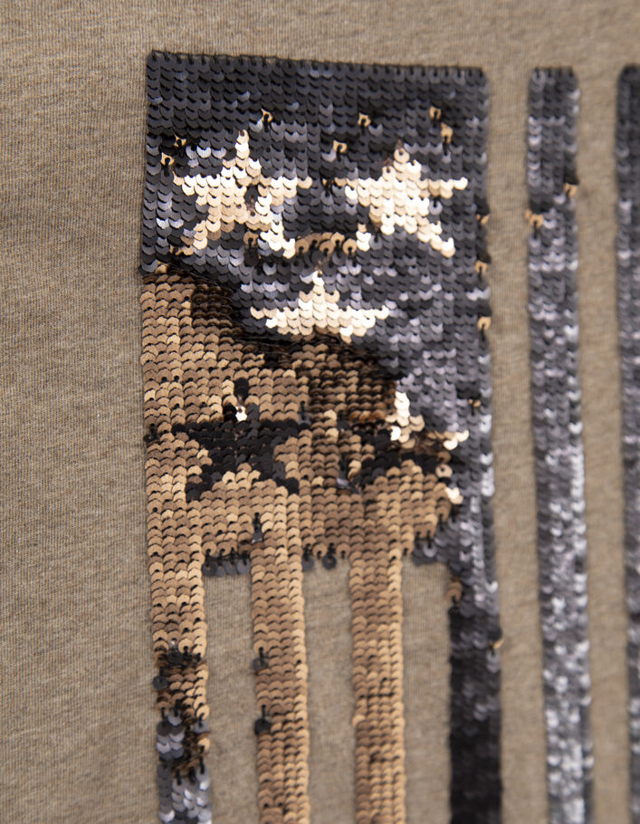 Jungen-T-Shirt mokka, Fahnenmotiv aus Wendepailletten-6