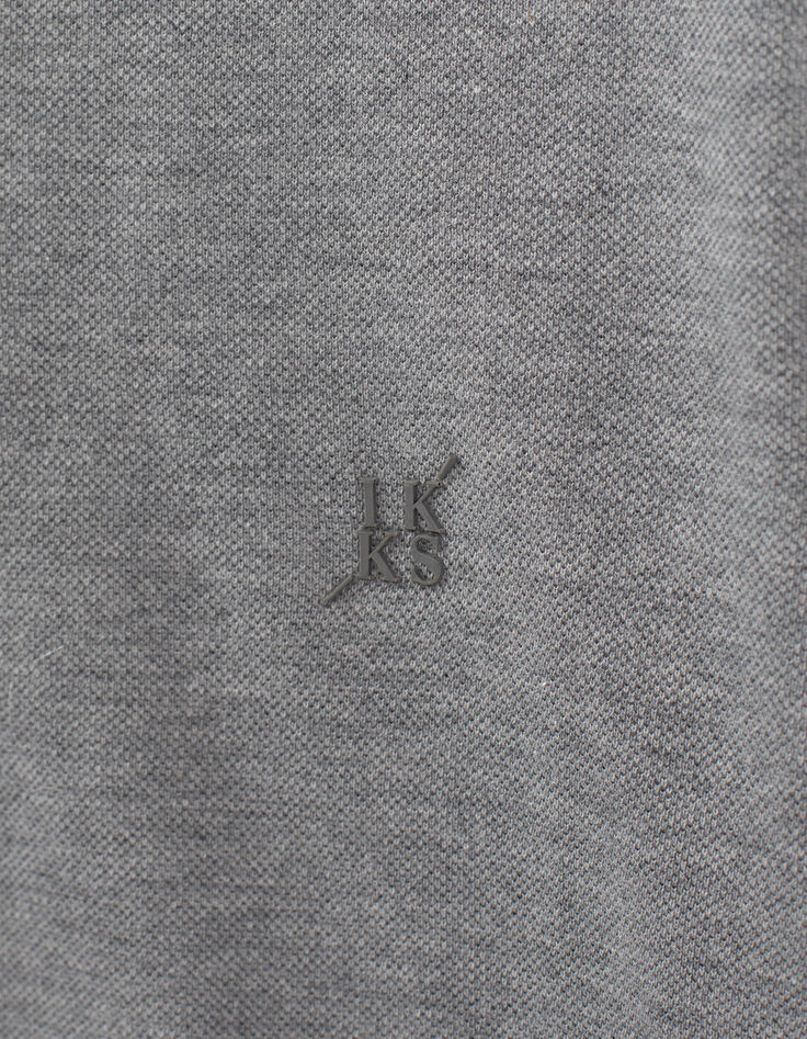 Polo gris m&eacute;tal bi-mati&egrave;re avec dos jersey Homme-5