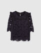 Blouse en dentelle bleu marine femme-1