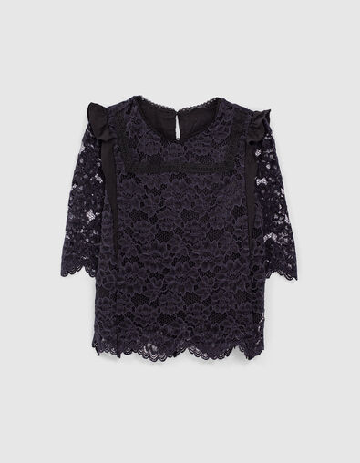 Blouse en dentelle bleu marine femme - IKKS