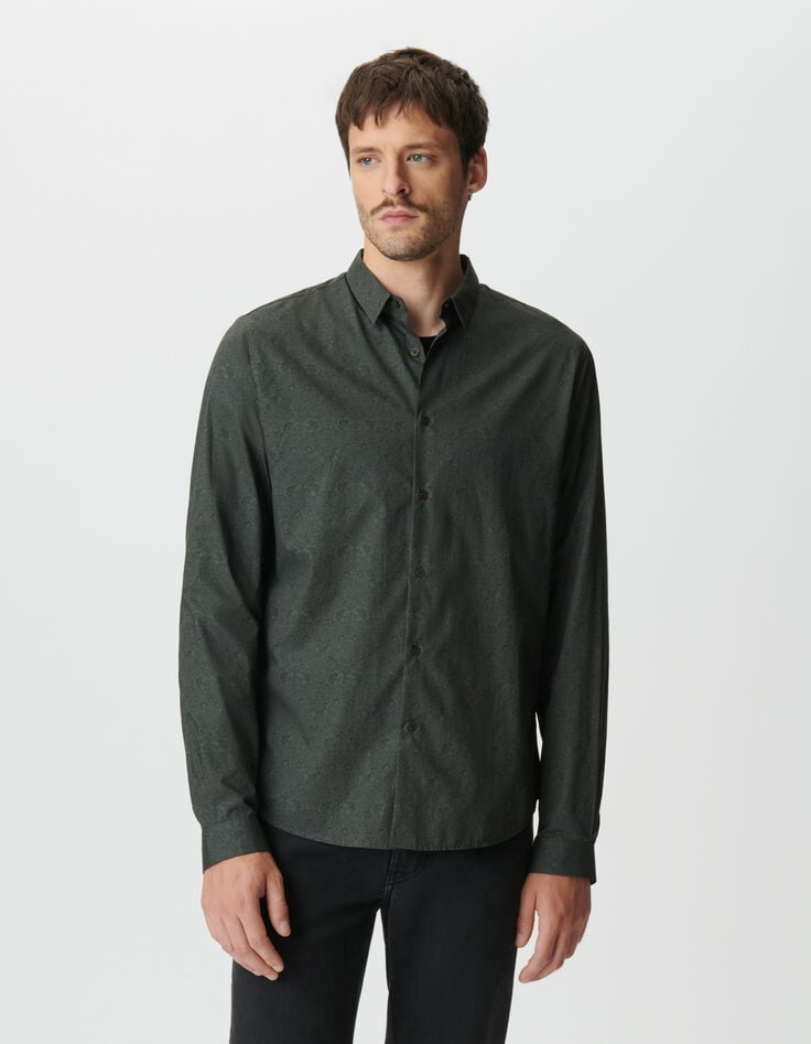 Camisa slim caqui tejido Liberty® barroco hombre-2