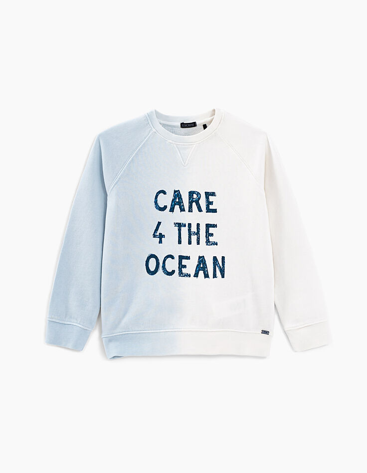 Sweat blanc cassé deep dye à message garçon-1