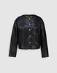 Veste r&eacute;versible noire et motif l&eacute;opard Femme-7