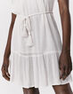 Women’s white embroidered collar dotted Swiss crepe dress-6