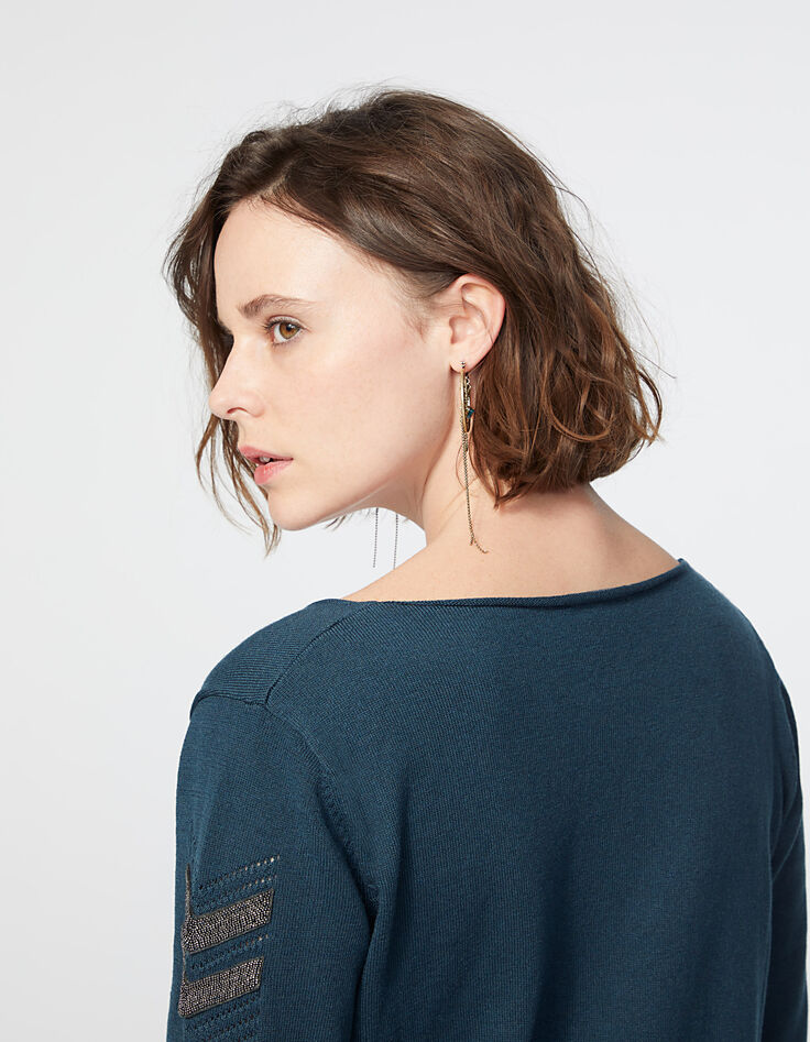 Pull maille tricot prusse bijoux esprit militaire femme-5