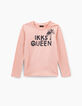 Camiseta rosa empolvado mensaje purpurinas niña-1