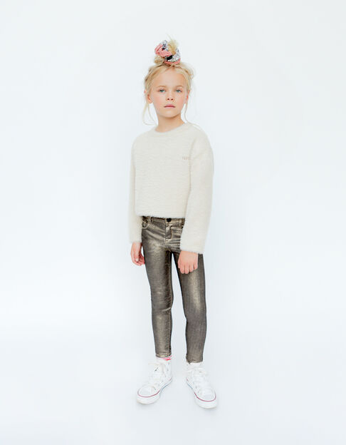 Jean SKINNY champagne enduit fille