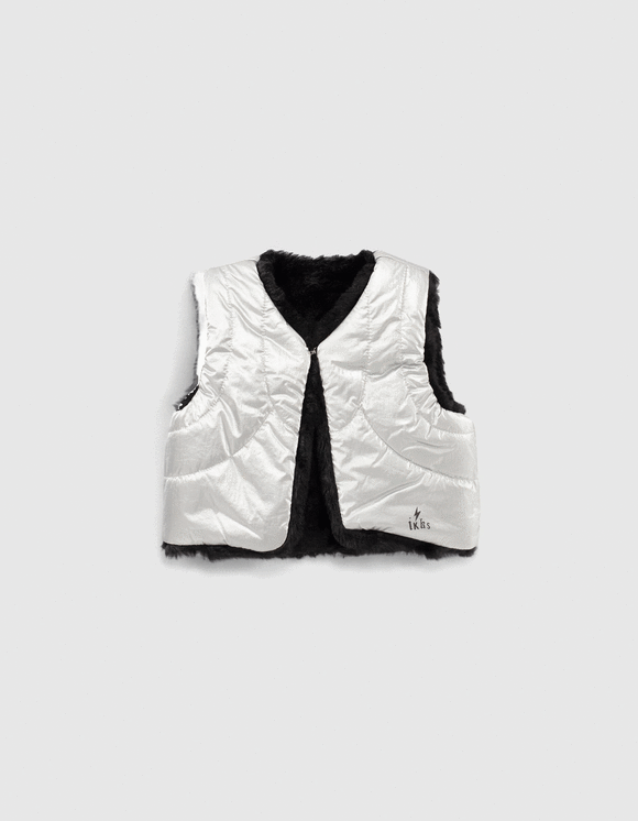 Play with Marty Fielding sunrise Gilet réversible noir et silver sans manches bébé fille