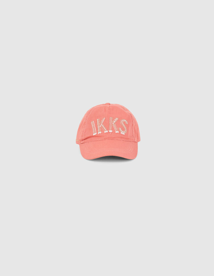 Casquette corail foncé avec broderie fille -2