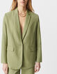 Veste de costume verte lin et coton Femme-4