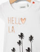 Tee-shirt blanc cassé relief Hello L.A bébé fille-2