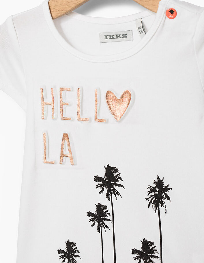 Baby girls' off-white Hello L.A. textured T-shirt - IKKS