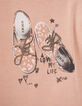 Girls’ pink embroidered lace-up trainers T-shirt-4
