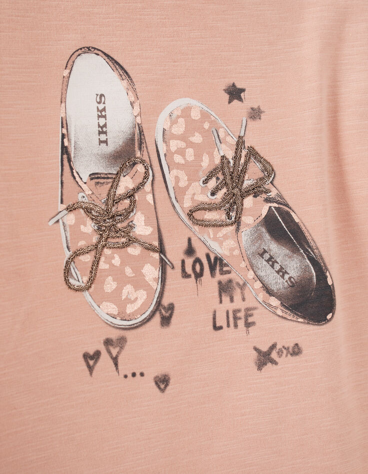 Girls’ pink embroidered lace-up trainers T-shirt-4