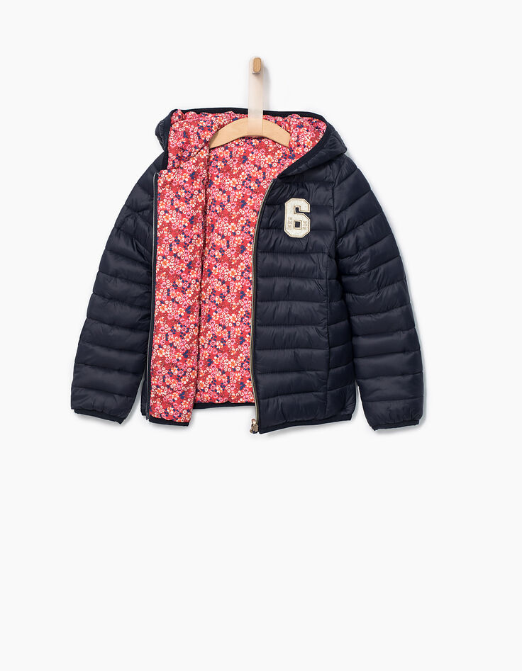 Oranje en navy gewatteerde jas voor meisjes-2