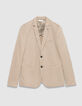 Men's dark beige linen blend suit jacket-6