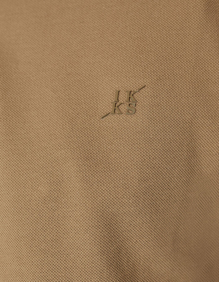 Beige polo in twee materialen jersey rug Heren - IKKS