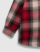 Red two-ply shirt, check pattern, baby boy-4