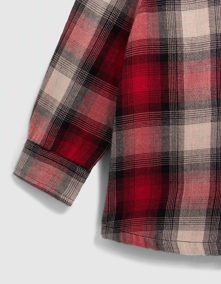 Red two-ply shirt, check pattern, baby boy-4 Red two-ply shirt, check pattern, baby boy-4