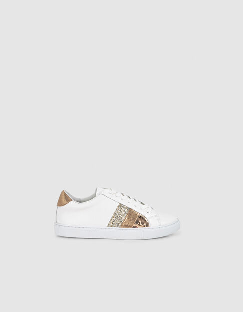 I.Code white leather trainers with gold details - I.CODE