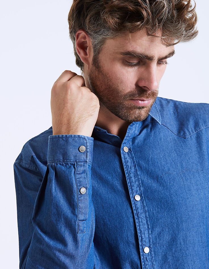 Men's Indigo denim shirt-4