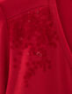 T-shirt rouge en viscose détails broderie sequins épaules femme-2
