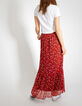 Falda larga rojo cornalina estampado flores I.Code-3