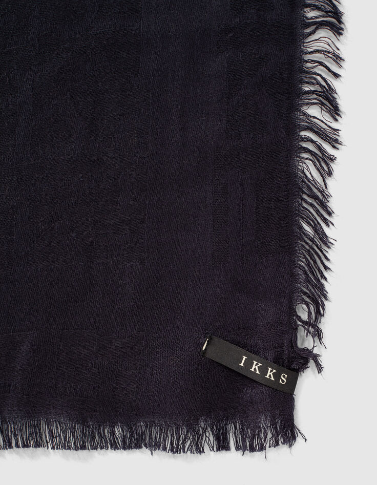 Marineblauer Damenschal mit IKKS-Jacquardmonogramm -3