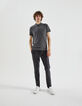 Polo gris anthracite à col pressionné IKKS BETTER Homme-6