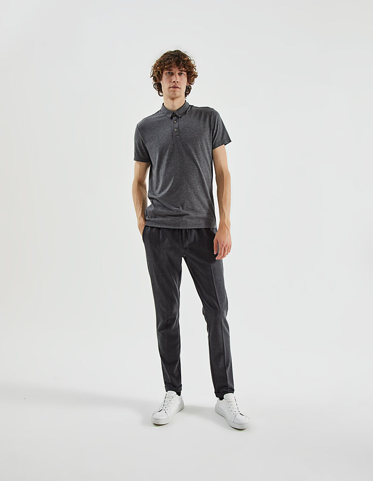 Polo gris anthracite à col pressionné IKKS BETTER Homme-6 Polo gris anthracite à col pressionné IKKS BETTER Homme-6