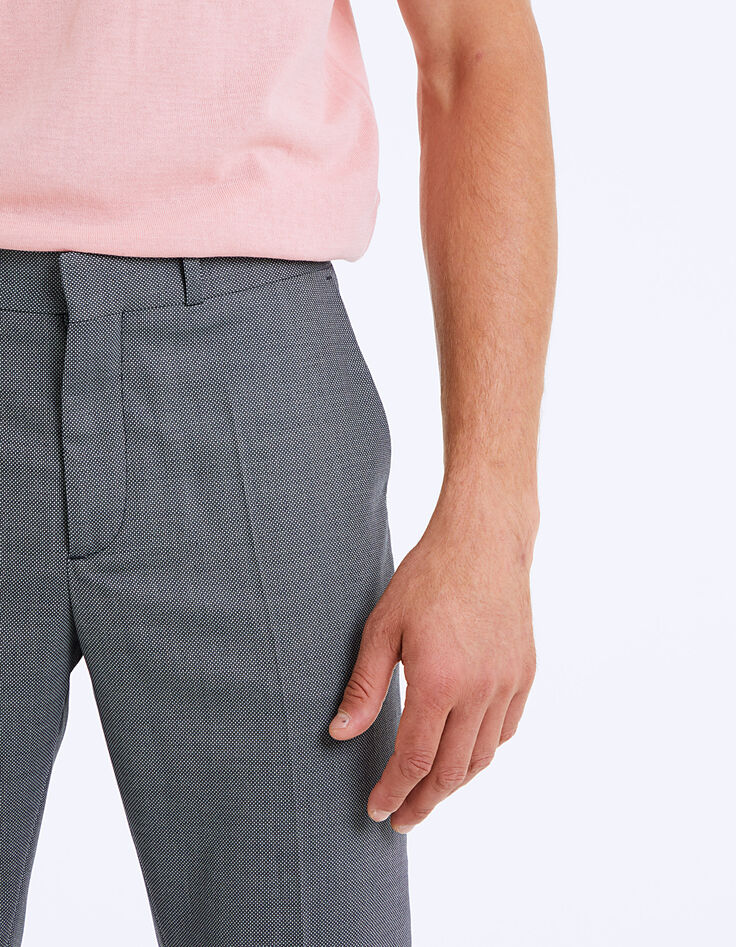 Grijze faux-uni slim kostuumbroek voor heren-4 Grijze faux-uni slim kostuumbroek voor heren-4