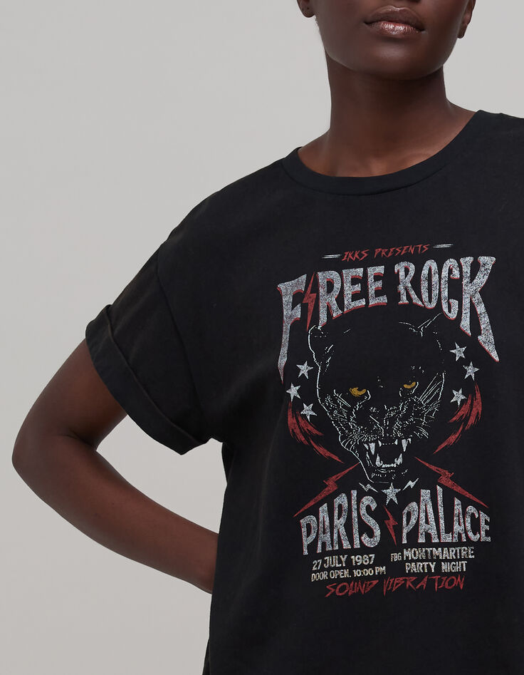 Camiseta negra oversize visual panther de mujer-4