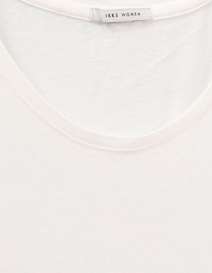 Weißes Damen-T-Shirt mit Message und Ziernieten in Lila - IKKS