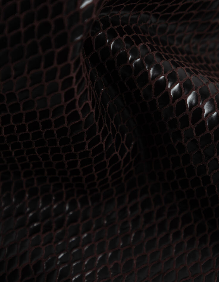 Rechthoekige leren broek met slangenprint Dames-9