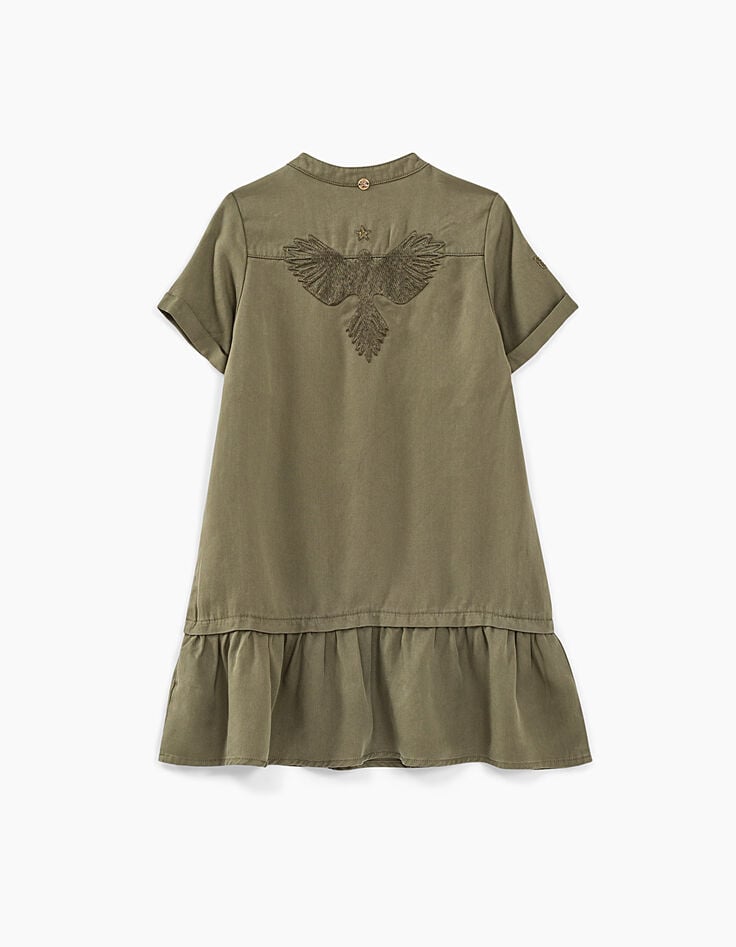 Vestido bronce con tachuelas y bordados detrás niña-4