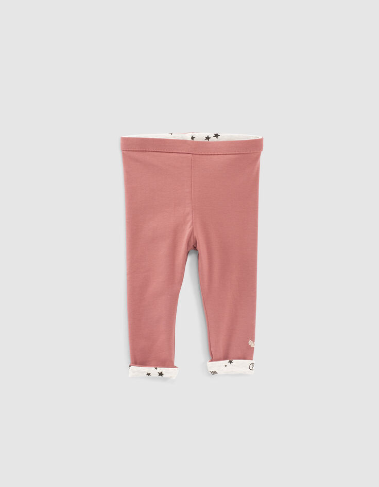 Leggings réversible bois de rose et mastic bébé fille-2