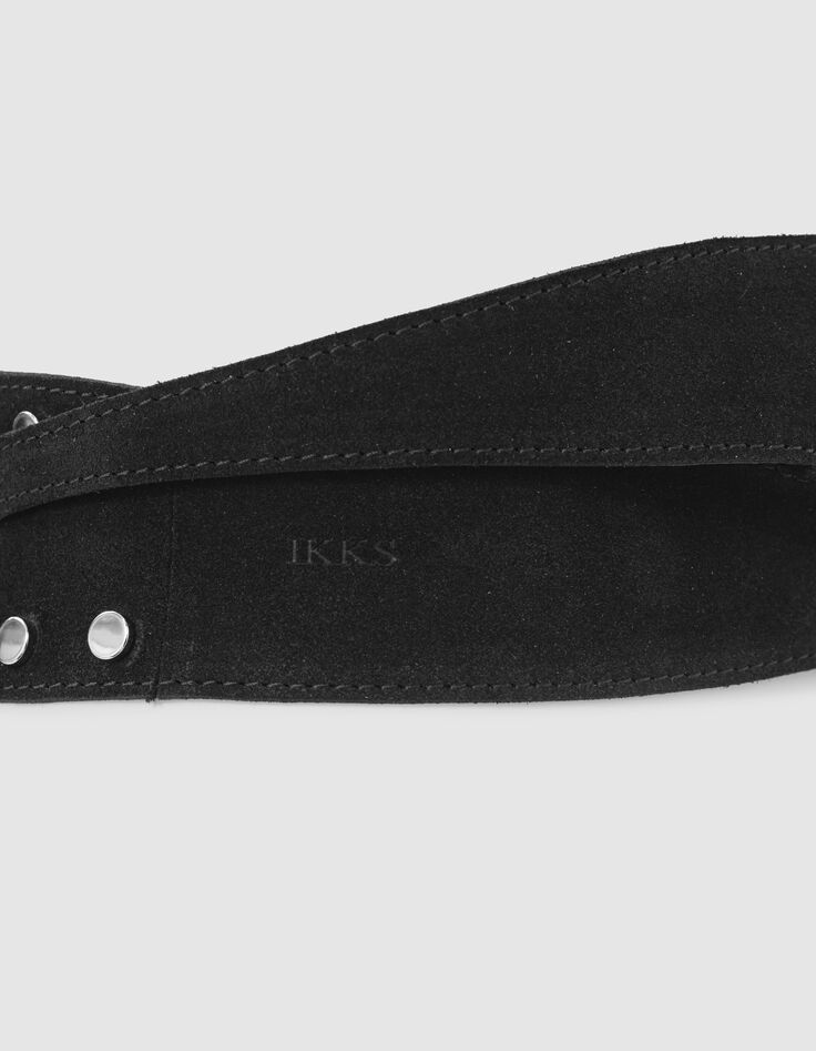 Women’s black studded suede wide belt-5