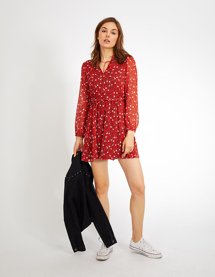 I.Code carnelian red floral print dress - I.CODE